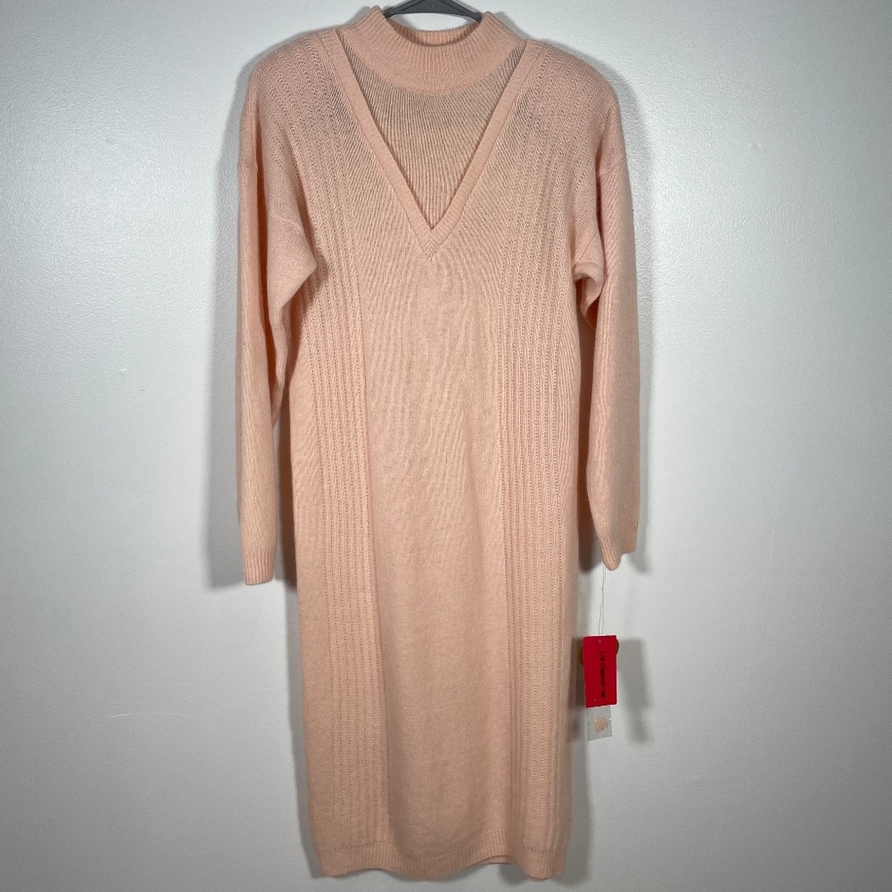VTG Liz Claiborne Lambswool Angora Pastel Pink Cocktail Dress New Size S